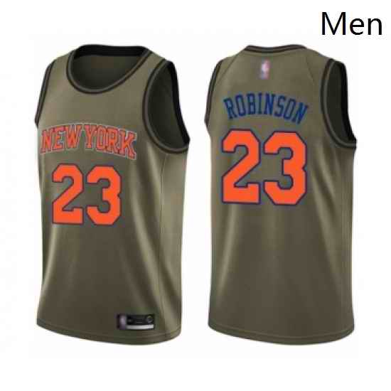 Mens New York Knicks 23 Mitchell Robinson Swingman Green Salute to Service Basketball Jersey